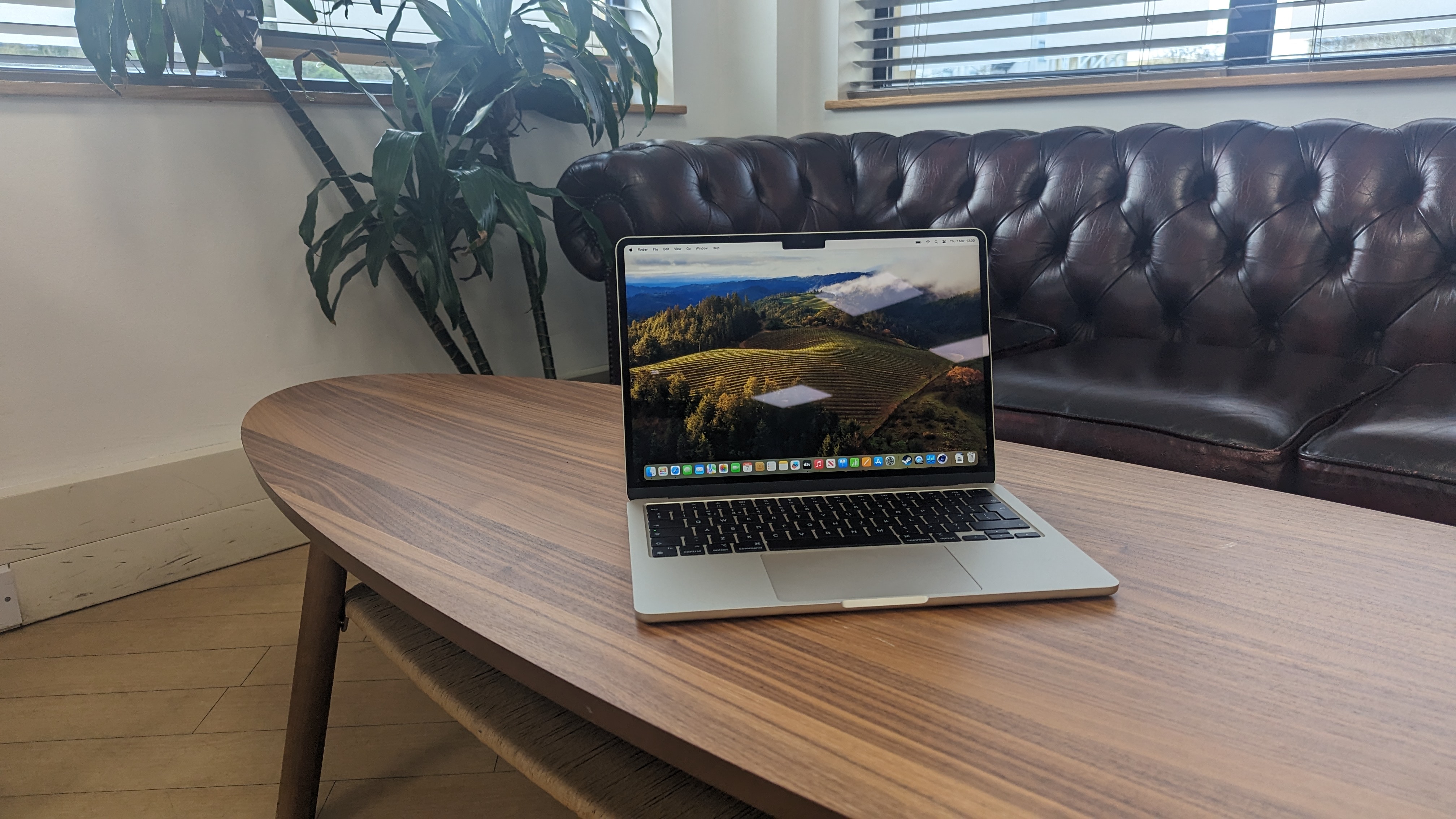 New MacBook Air 13-inch with M3 being used in a cafe