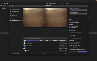 Screenshot of the Final Cut Pro app open to the Import screen