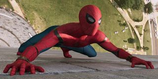 Spider-Man crawling up Washington Monument in Homecoming