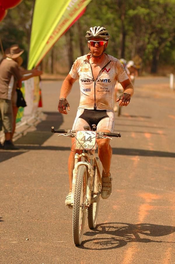 Dennis Bergen of the Sunprint team reaches the finish