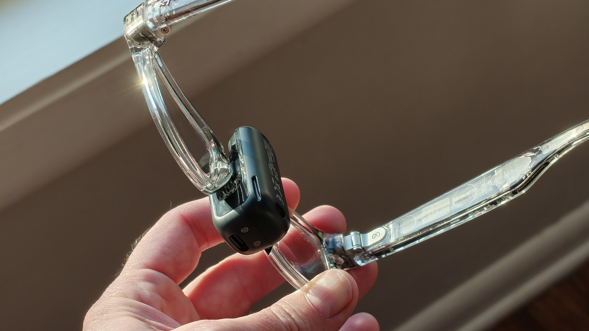 Holding a BoboVR CG2 battery