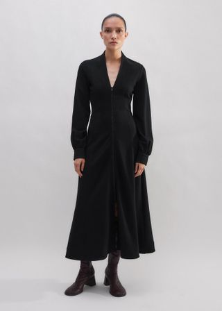 Travel Tailoring Zip Front Midi Ponte Dress