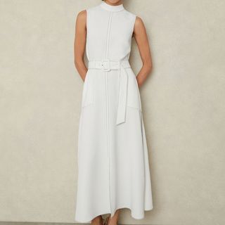 Reiss Ivory Belted Dress