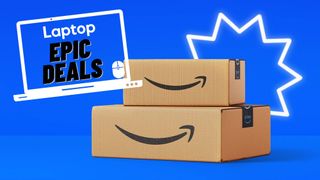 Epic deals laptop logo with two stacked Amazon Prime Day packages against a blue background.