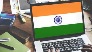 India flag on laptop screen