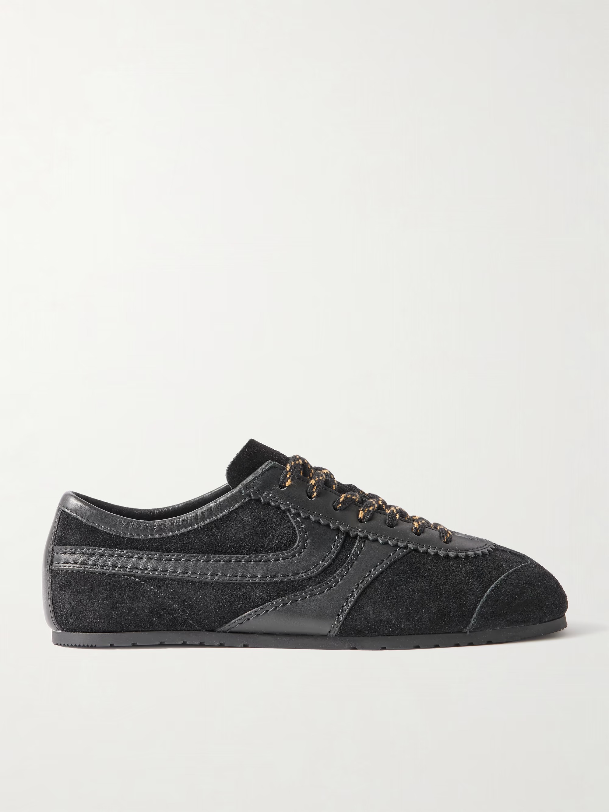 DRIES VAN NOTEN, Leather-trimmed suede sneakers