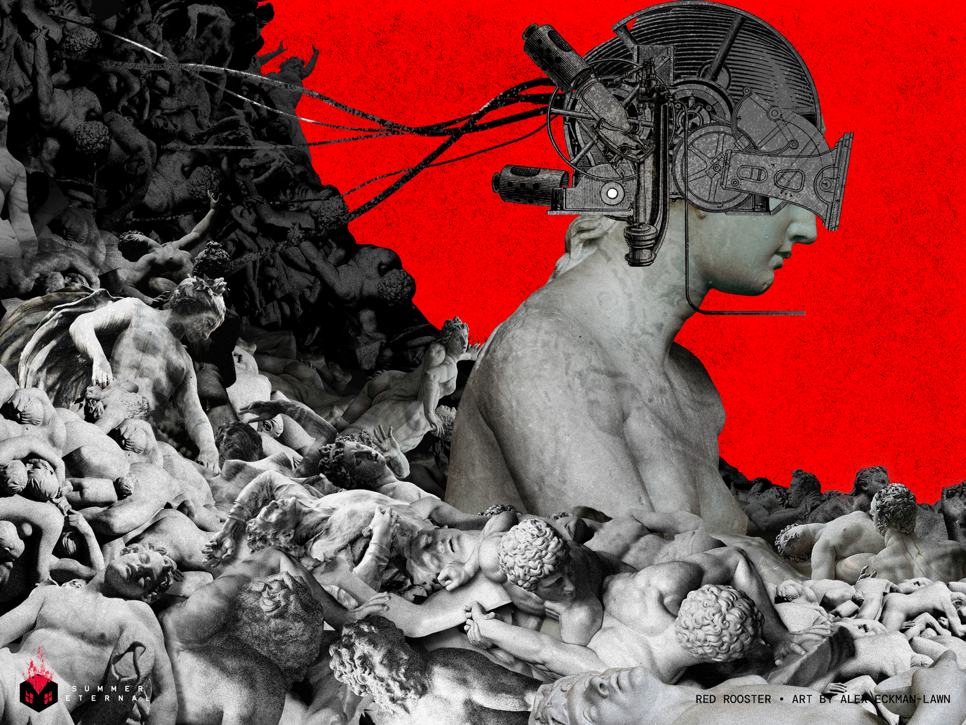 Various artworks from the Red Rooster website, depicting a vivid artstyle.