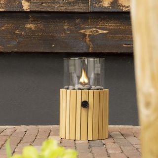 dobbies fire lantern with wooden base