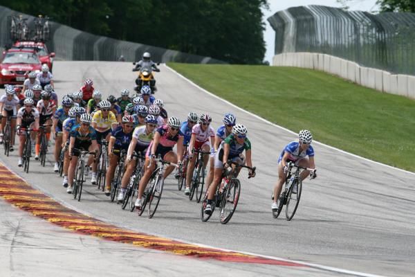 The professional women were together early in the race.
