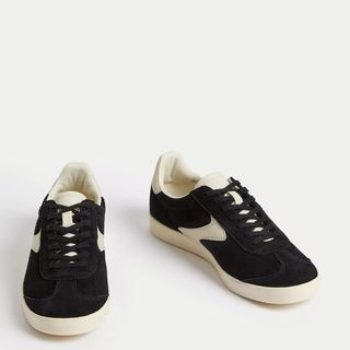 Black suede trainers 