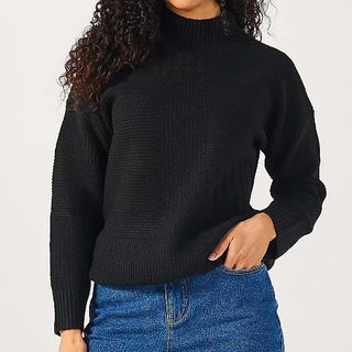 QVC Black Cable Knit Jumper