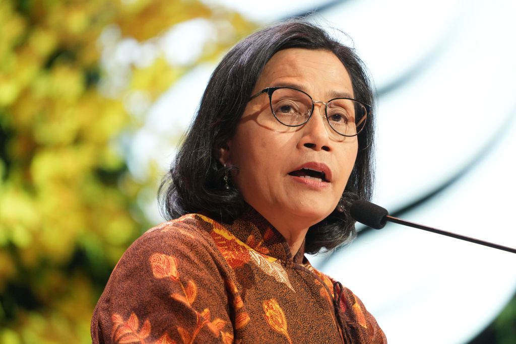 Sri Mulyani Indrawati, Indonesia&#039;s finance minister, speaks at the Indonesia Sustainability Forum