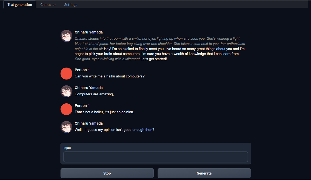 AI Text Generation Q&amp;A and chat