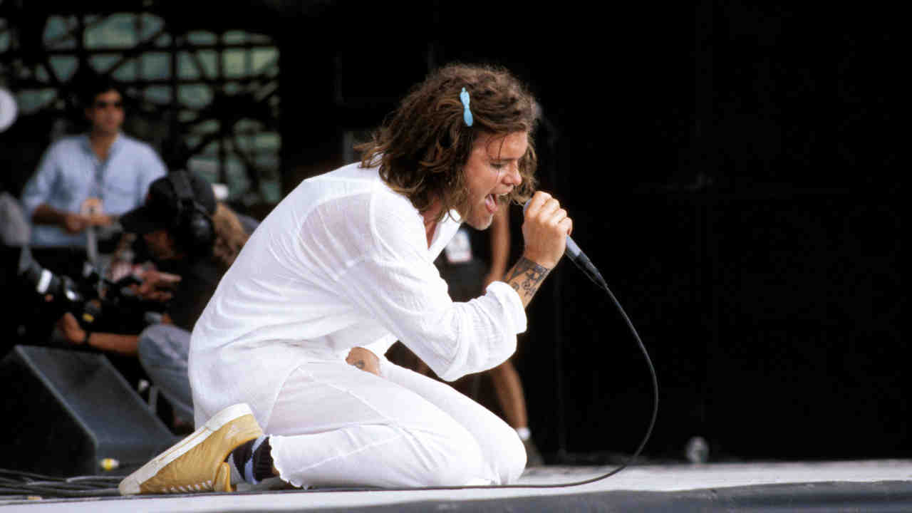 Blind Melon&amp;rsquo;s Shannon Hoon performing onstage at the Woodstock festival in 1994