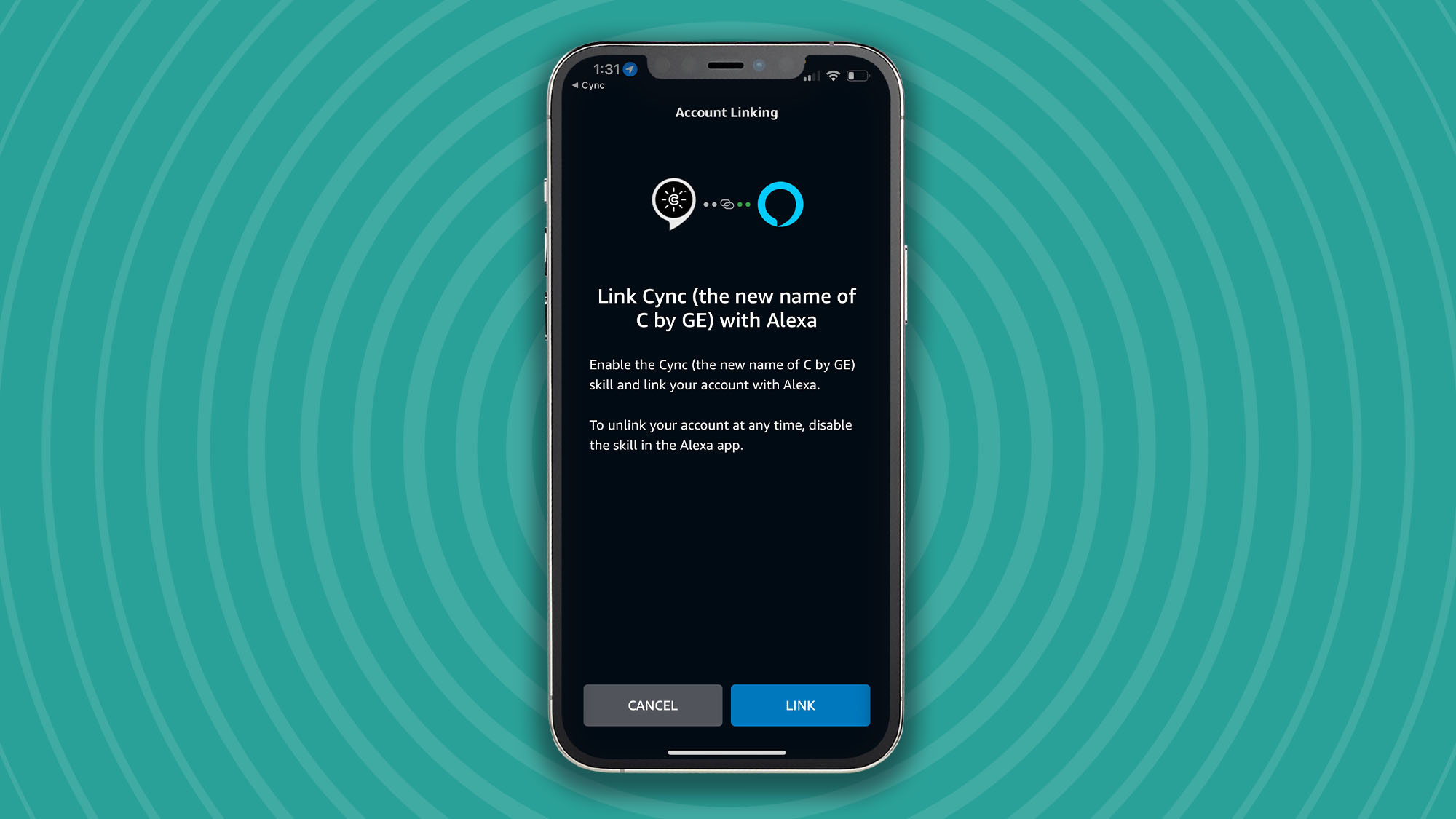 Connecting GE Cync Lighting Dynamic Effects Smart Bulb to voice assistant using mobile app