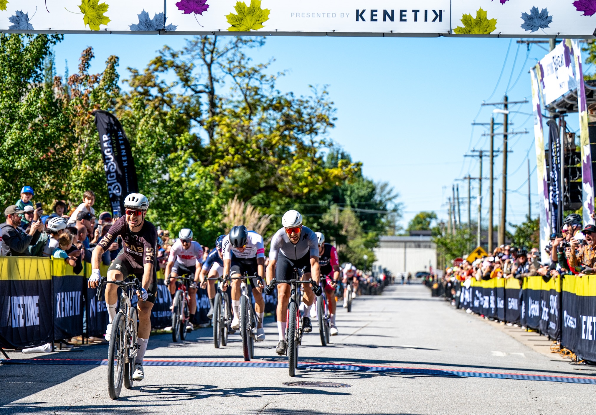 Tobias M&oslash;rch Kongstad (PAS Racing) wins 2026 Big Sugar Classic gravel race in Bentonville, Arkansas from nine-rider sprint
