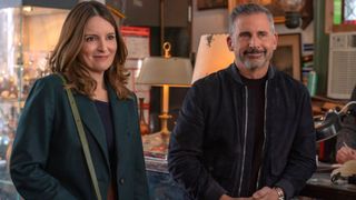 (L to R) Tina Fey as Kate and Steve Carell as Nick in Episode 105 of The Four Seasons. Cr. Jon Pack/Netflix