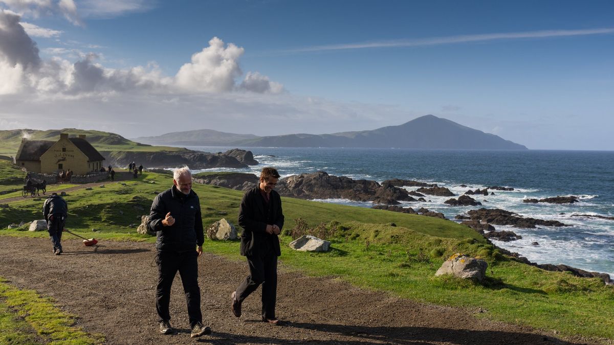 Martin McDonagh and Colin Farrell behind the scenes of The Banshees of Inisherin