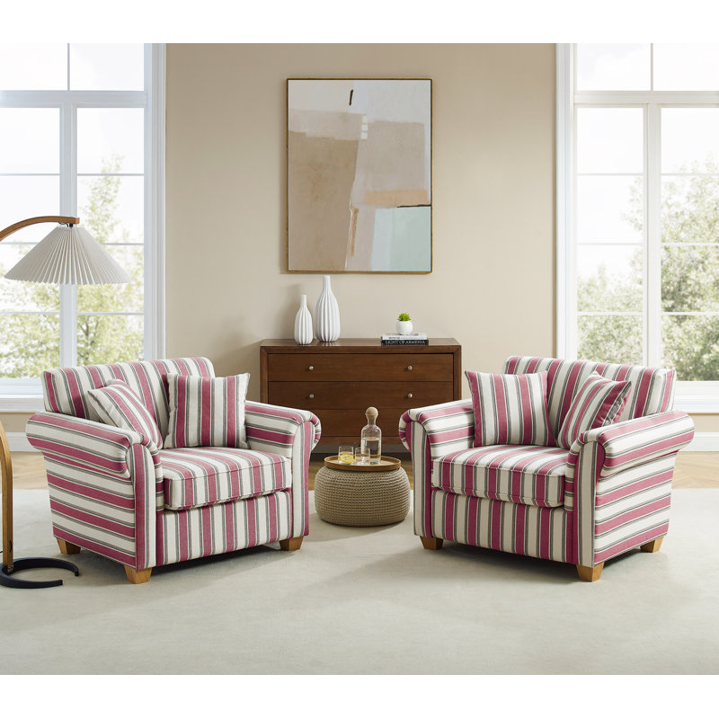 Rosecliff Heights 40.94&amp;lsquo;&amp;rsquo; Oversized Accent Chair With Stripe Pattern, Striped Fabric Armchair &amp;amp; Reviews | Wayfair