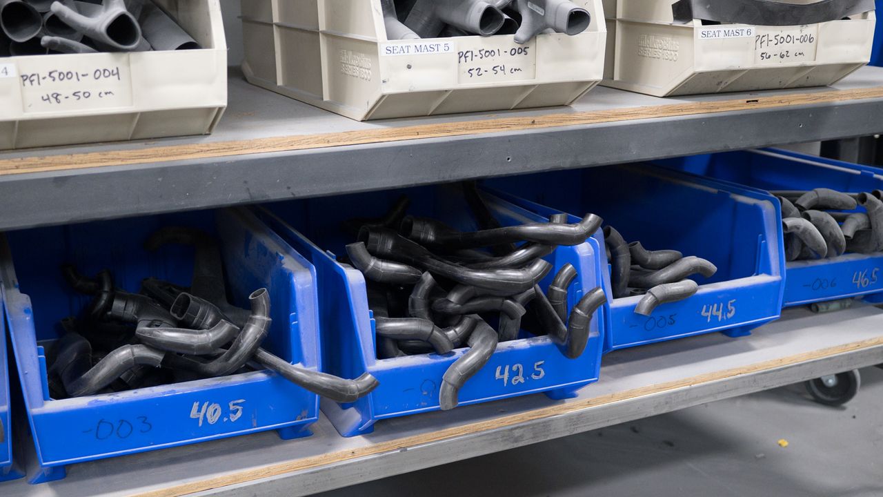 bins of prefinished carbon fiber handlebar parts