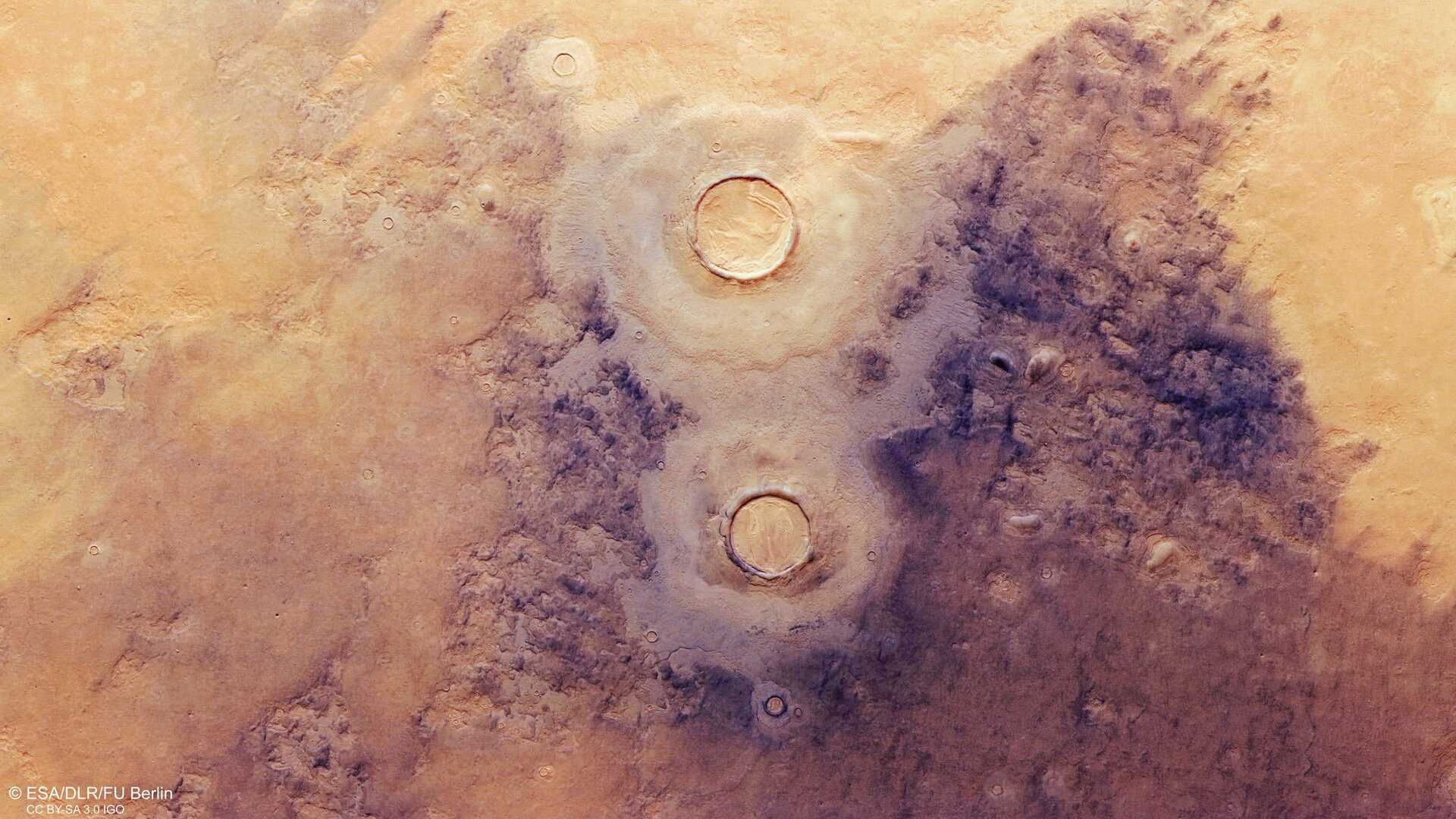 A plan view of Utopia Planitia on Mars, based on the European Space Agency's Mars Express data.