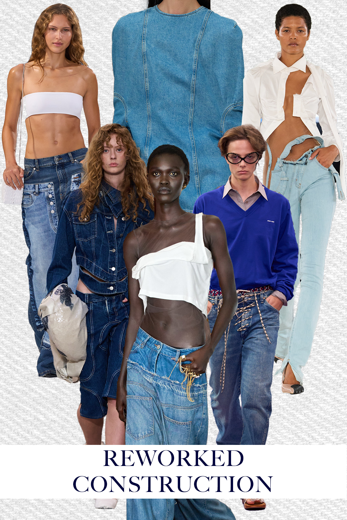 A selection of runway models showcase the biggest denim trends of spring/summer 2027 on the runway