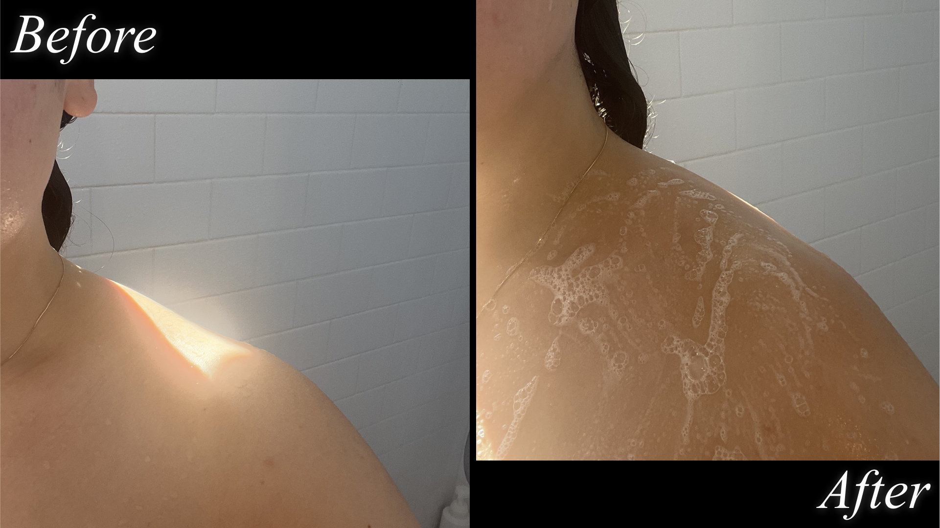 before and after lathering sol de janeiro acne body wash