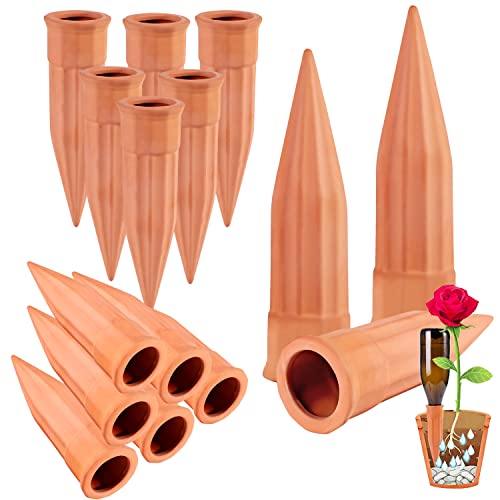 Tkscusr Plant Self-Watering Stakes-15 Pack Terracotta Automatic Plant Waterer Devices Auto-Water Irrigation System for Indoor/outdoor Plants