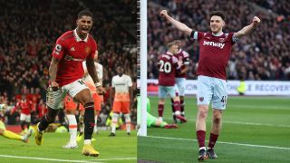 Marcus Rashford of Manchester United and Declan Rice of West Ham ahead of the big FA Cup 5th Round clash on 1st March, 2023