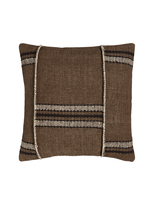 Helena Blanket Stitch 20"x20" Deep Brown Throw Pillow Cover