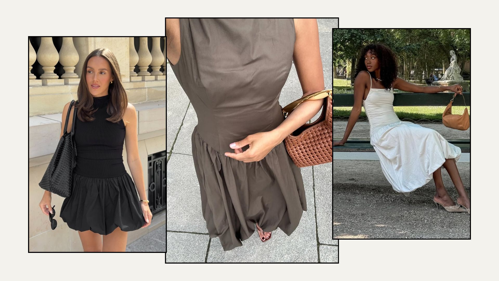 @slipintostyle, @emmanuellek_, @emmaleger wear bubble-hem dresses