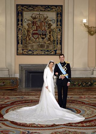 Queen Letizia on her wedding day in 2004