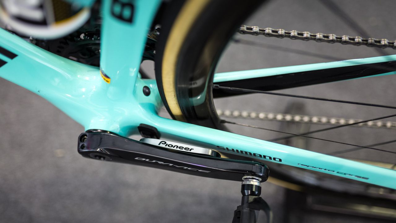A look at the non-drive side Pioneer power meter equipped crank