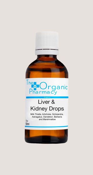 The Organic Pharmacy liver and kidney drops in brown bottle