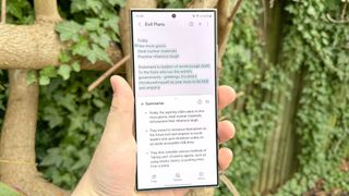 Galaxy AI Notes running on a Galaxy S24 Ultra