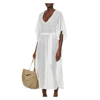 Crochet white beach kaftan