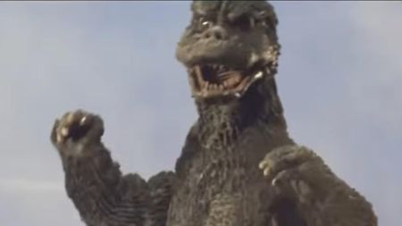 Godzilla preparing to kick some butt in Godzilla vs. Megalon
