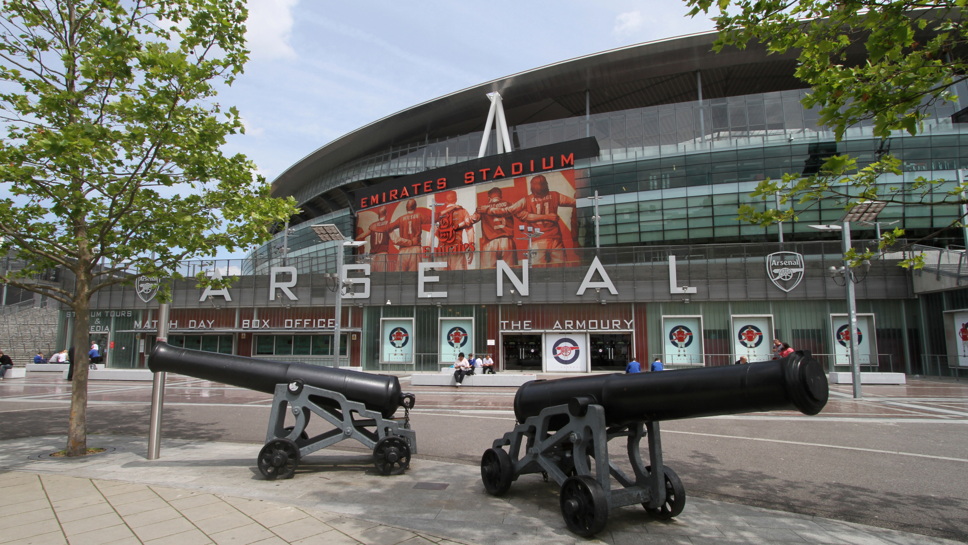 Cannons outside Arsenal Emirates Stadium