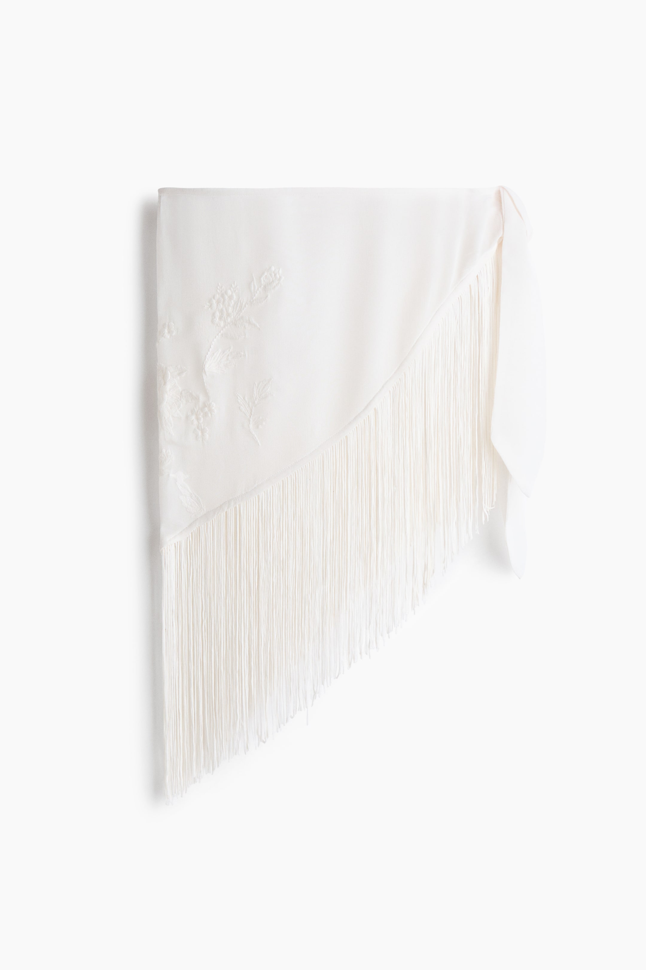 Hip Scarf With Embroidery and Fringe