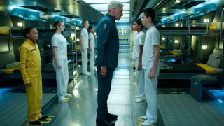 Harrison Ford and Asa Butterfield in Ender's Game.