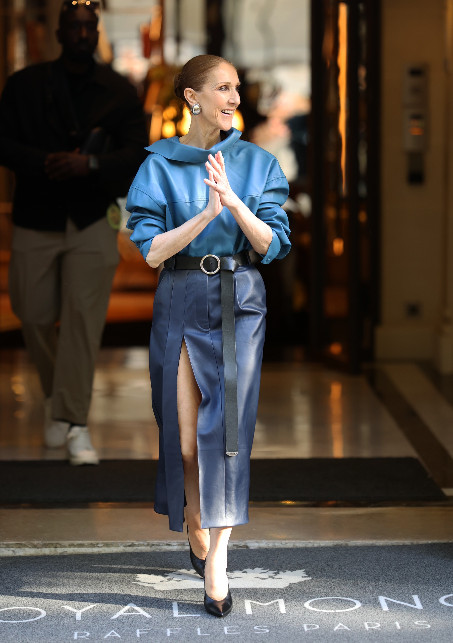 C&amp;eacute;line Dion wore a backwards leather look by Dior before rehearsals for her Paris concert