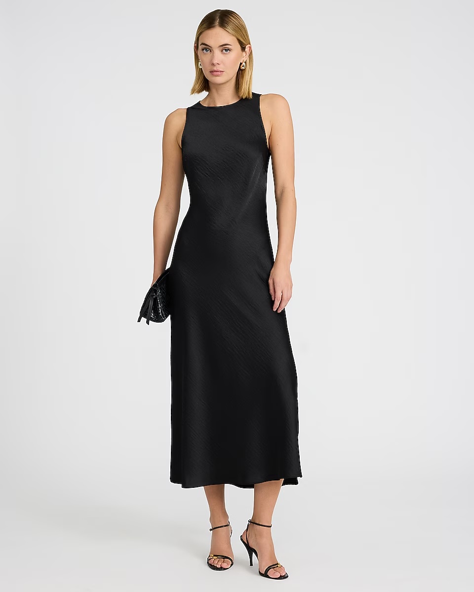 express, Satin High Neck Sleeveless Maxi Slip Dress