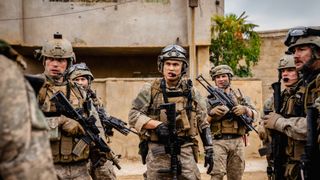 Taylor John Smith, Charles Melton and Alex Brockdorff in Warfare