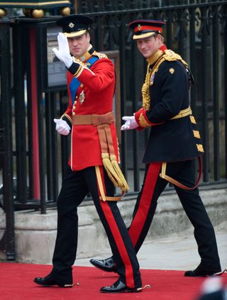 Prince Harry and Prince William at Kate Middleton and William's wedding