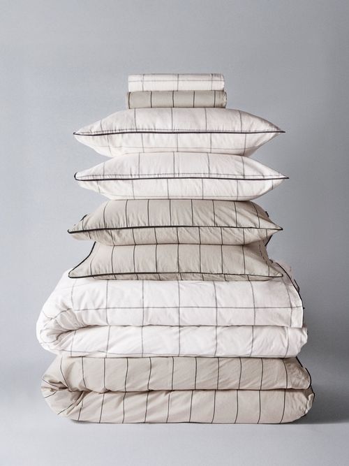 Natural Stripe/check 8 Piece Printed Duvet Cover and Pillowcase Set With Fitted Sheets