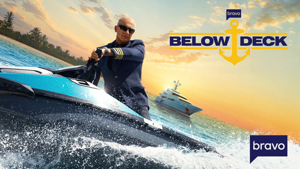 Promo image of Captain Kerry Titheradge riding a jet ski in Below Deck season 12