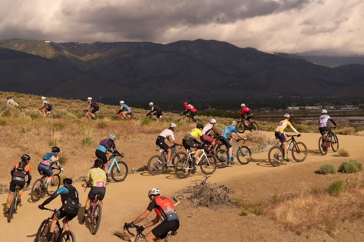 Mass start was spread out once riders began to climb in the Sierra mountains south of Carson City, Nevada