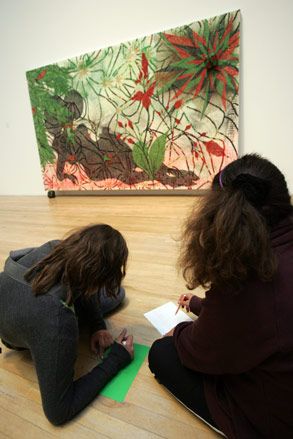 Students of the Tate Forum pilot event take inspiration from one of Chris Ofili's works