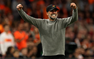 Jurgen Klopp celebrates Germany's opener against the Netherlands