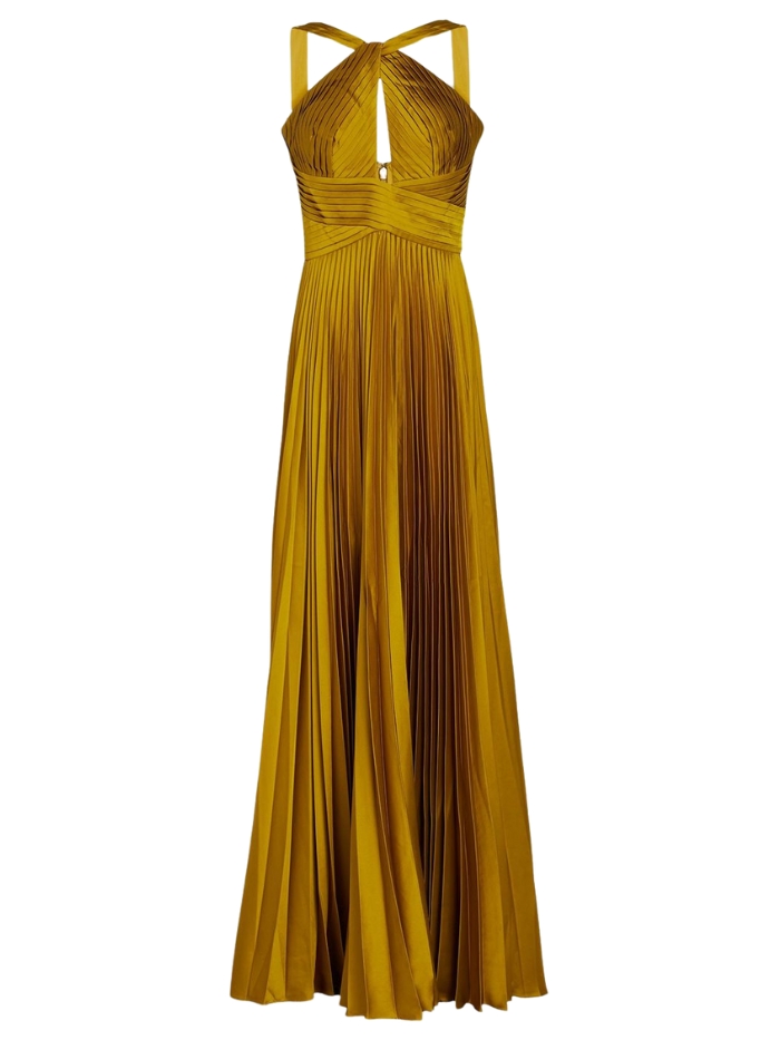 Cutout Pleated Sateen Gown